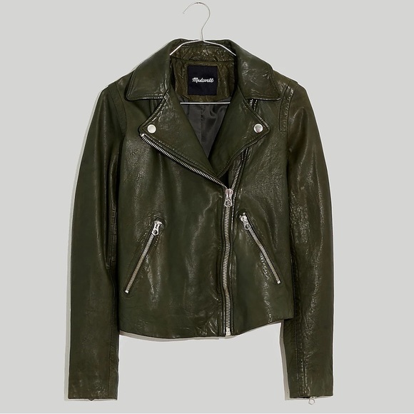 MADEWELL Washed Leather Motorcycle Jacket Medium - Picture 4 of 9